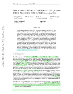 Don't Trust: Verify -- Grounding LLM Quantitative Reasoning with
  Autoformalization