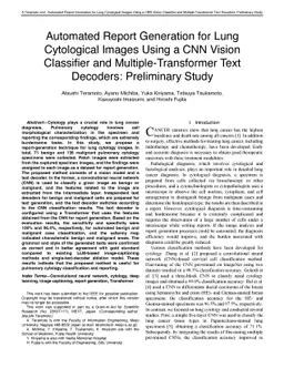 Automated Report Generation for Lung Cytological Images Using a CNN
  Vision Classifier and Multiple-Transformer Text Decoders: Preliminary Study