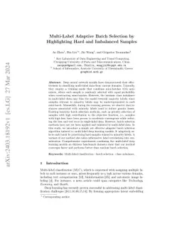 Multi-Label Adaptive Batch Selection by Highlighting Hard and Imbalanced
  Samples