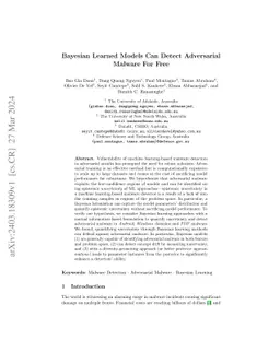 Bayesian Learned Models Can Detect Adversarial Malware For Free