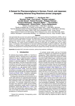 A Dataset for Pharmacovigilance in German, French, and Japanese:
  Annotating Adverse Drug Reactions across Languages