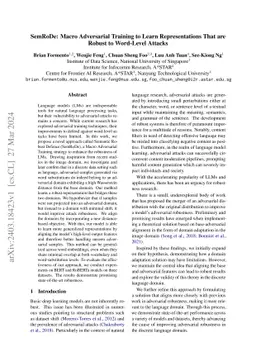 SemRoDe: Macro Adversarial Training to Learn Representations That are
  Robust to Word-Level Attacks