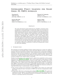 Generalized Policy Learning for Smart Grids: FL TRPO Approach