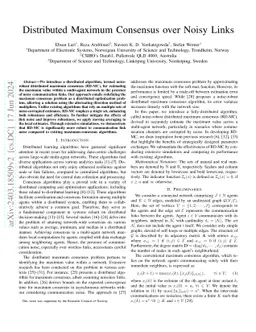 Distributed Maximum Consensus over Noisy Links