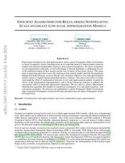 Efficient Algorithms for Regularized Nonnegative Scale-invariant Low-rank Approximation Models