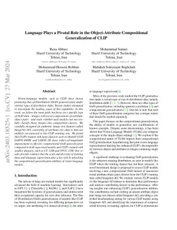 Language Plays a Pivotal Role in the Object-Attribute Compositional
  Generalization of CLIP