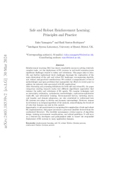 Safe and Robust Reinforcement Learning: Principles and Practice