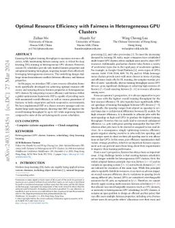 Optimal Resource Efficiency with Fairness in Heterogeneous GPU Clusters