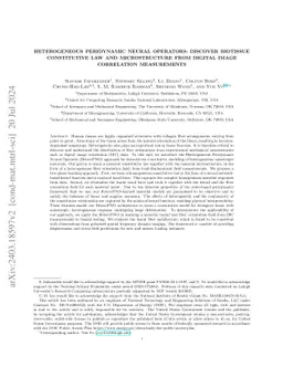 Heterogeneous Peridynamic Neural Operators: Discover Biotissue
  Constitutive Law and Microstructure From Digital Image Correlation
  Measurements