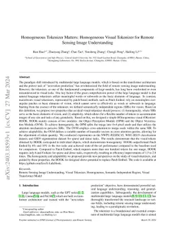 Homogeneous Tokenizer Matters: Homogeneous Visual Tokenizer for Remote
  Sensing Image Understanding