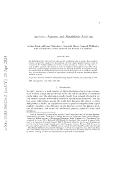 Antitrust, Amazon, and Algorithmic Auditing