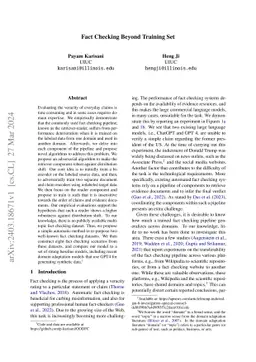 Fact Checking Beyond Training Set