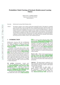 Probabilistic Model Checking of Stochastic Reinforcement Learning
  Policies