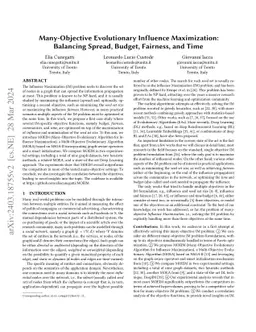 Many-Objective Evolutionary Influence Maximization: Balancing Spread,
  Budget, Fairness, and Time