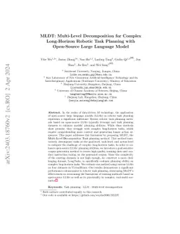 MLDT: Multi-Level Decomposition for Complex Long-Horizon Robotic Task
  Planning with Open-Source Large Language Model