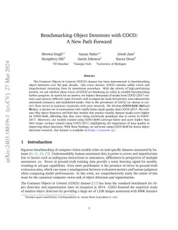 Benchmarking Object Detectors with COCO: A New Path Forward