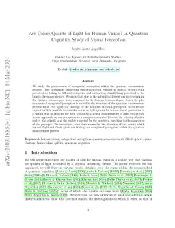 Are Colors Quanta of Light for Human Vision? A Quantum Cognition Study of Visual Perception