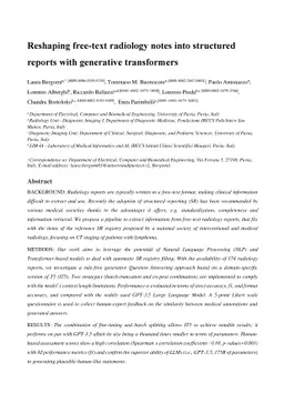 Reshaping Free-Text Radiology Notes Into Structured Reports With
  Generative Transformers