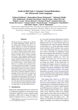 SemEval-2024 Task 1: Semantic Textual Relatedness for African and Asian
  Languages