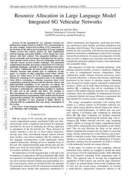 Resource Allocation in Large Language Model Integrated 6G Vehicular
  Networks