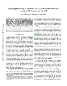 Exploiting Symmetry in Dynamics for Model-Based Reinforcement Learning
  with Asymmetric Rewards