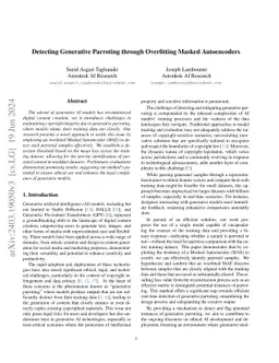 Detecting Generative Parroting through Overfitting Masked Autoencoders