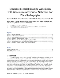 Synthetic Medical Imaging Generation with Generative Adversarial
  Networks For Plain Radiographs