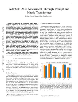 AAPMT: AGI Assessment Through Prompt and Metric Transformer