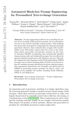 Automated Black-box Prompt Engineering for Personalized Text-to-Image Generation