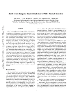 Patch Spatio-Temporal Relation Prediction for Video Anomaly Detection