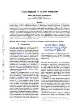 A Tulu Resource for Machine Translation