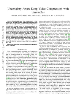 Uncertainty-Aware Deep Video Compression with Ensembles