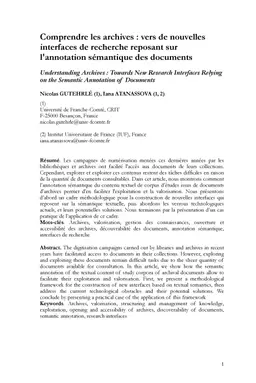 Understanding Archives: Towards New Research Interfaces Relying on the
  Semantic Annotation of Documents