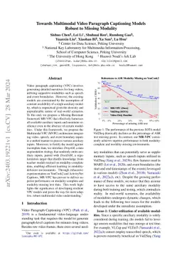 Towards Multimodal Video Paragraph Captioning Models Robust to Missing
  Modality