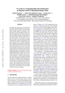 NaijaHate: Evaluating Hate Speech Detection on Nigerian Twitter Using
  Representative Data