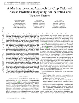 A Machine Learning Approach for Crop Yield and Disease Prediction
  Integrating Soil Nutrition and Weather Factors