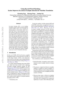 Going Beyond Word Matching: Syntax Improves In-context Example Selection
  for Machine Translation