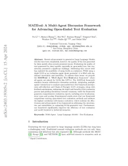 MATEval: A Multi-Agent Discussion Framework for Advancing Open-Ended
  Text Evaluation