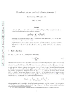 Kernel entropy estimation for linear processes II