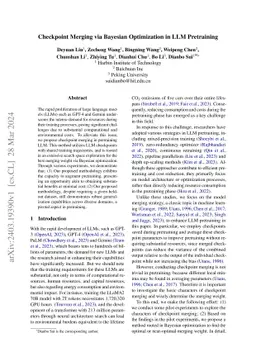 Checkpoint Merging via Bayesian Optimization in LLM Pretraining