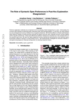 The Role of Syntactic Span Preferences in Post-Hoc Explanation
  Disagreement