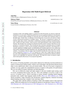 Regression with Multi-Expert Deferral