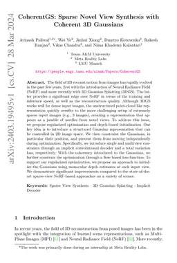 CoherentGS: Sparse Novel View Synthesis with Coherent 3D Gaussians