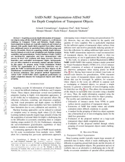 SAID-NeRF: Segmentation-AIDed NeRF for Depth Completion of Transparent
  Objects