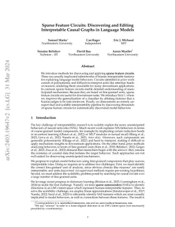 Sparse Feature Circuits: Discovering and Editing Interpretable Causal Graphs in Language Models