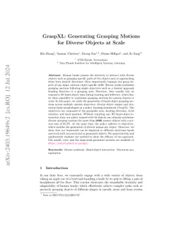 GraspXL: Generating Grasping Motions for Diverse Objects at Scale