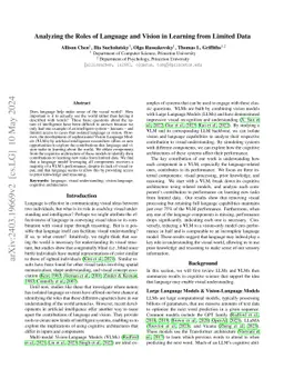 Analyzing the Roles of Language and Vision in Learning from Limited Data