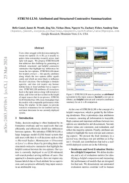 STRUM-LLM: Attributed and Structured Contrastive Summarization