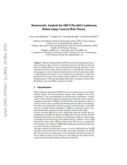 Kinetostatic Analysis for 6RUS Parallel Continuum Robot using Cosserat
  Rod Theory