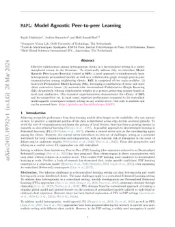 MAPL: Model Agnostic Peer-to-peer Learning